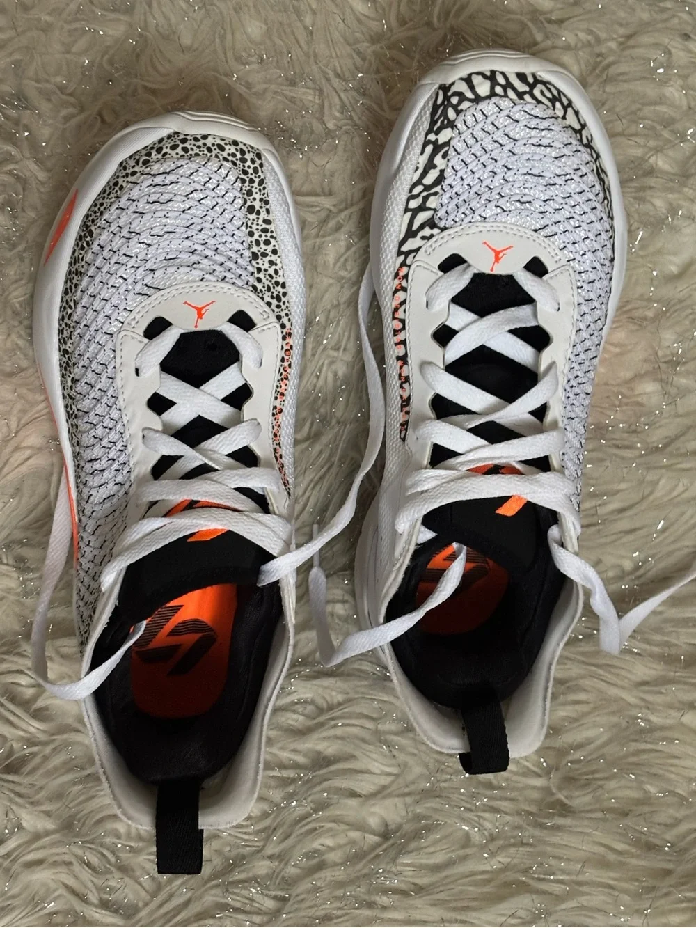 Nike Jordan Luka1 White, Black And Orange Men’s Safari Sneakers Size US5.5